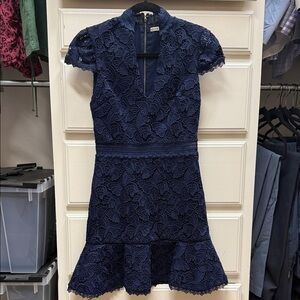 Alice + Olivia Navy Lace Mini Dress